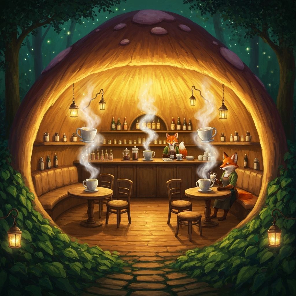Enchanted Mushroom Cafe with Fox Barista