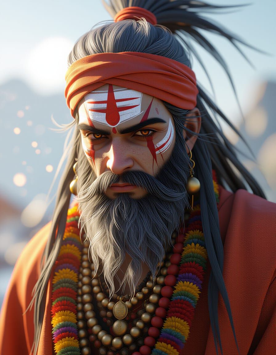 Aghori Sadhu in 3D Anime Style