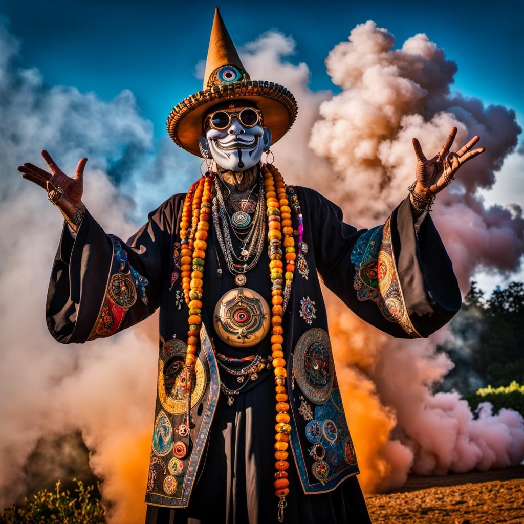 Massive Alakazam Scarecrow in a Psychedelic Style