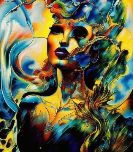 Melting Woman in Abstract Expressionist Style