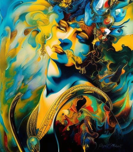 Melting Woman with Glass Fragments in Oil