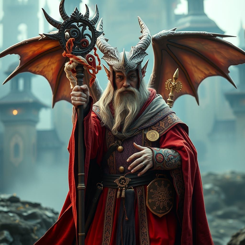 Dragon Wizard in Mystical Fantasy World, Cinematic Film