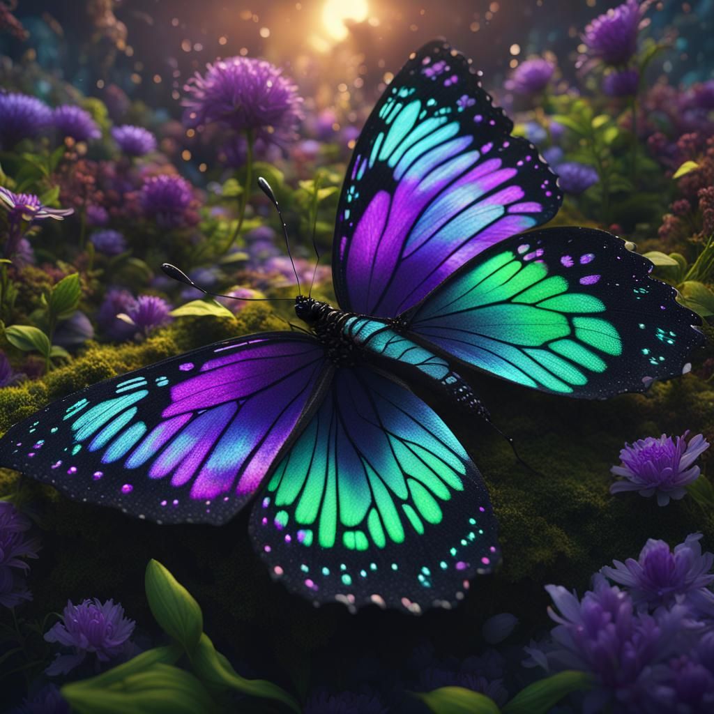 Vibrant Butterfly in Cinematic Fantasy Art Style