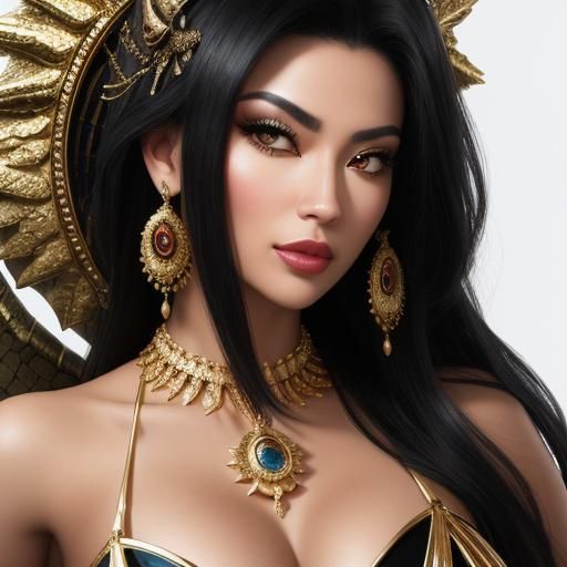 Glamorous Pin-Up Portrait with Dragon Eye Treasure