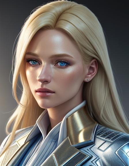 Hyper-Realistic Digital Portrait of a Blonde Space Woman in....