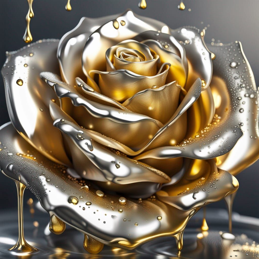 Silver and Gold Rose Macro Shot