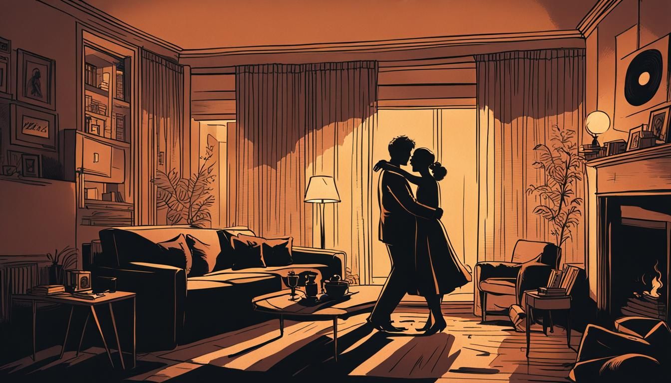Romantic Couple Dancing in Cozy Living Room