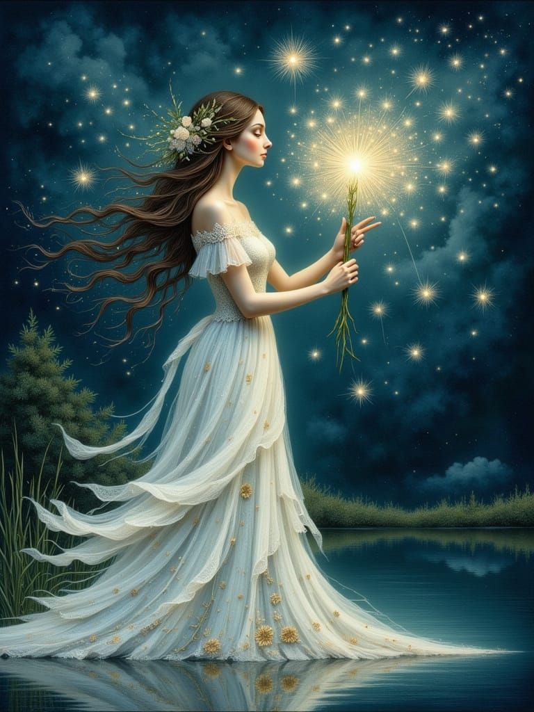 Whimsical Witches Scene in Textured Flux Style