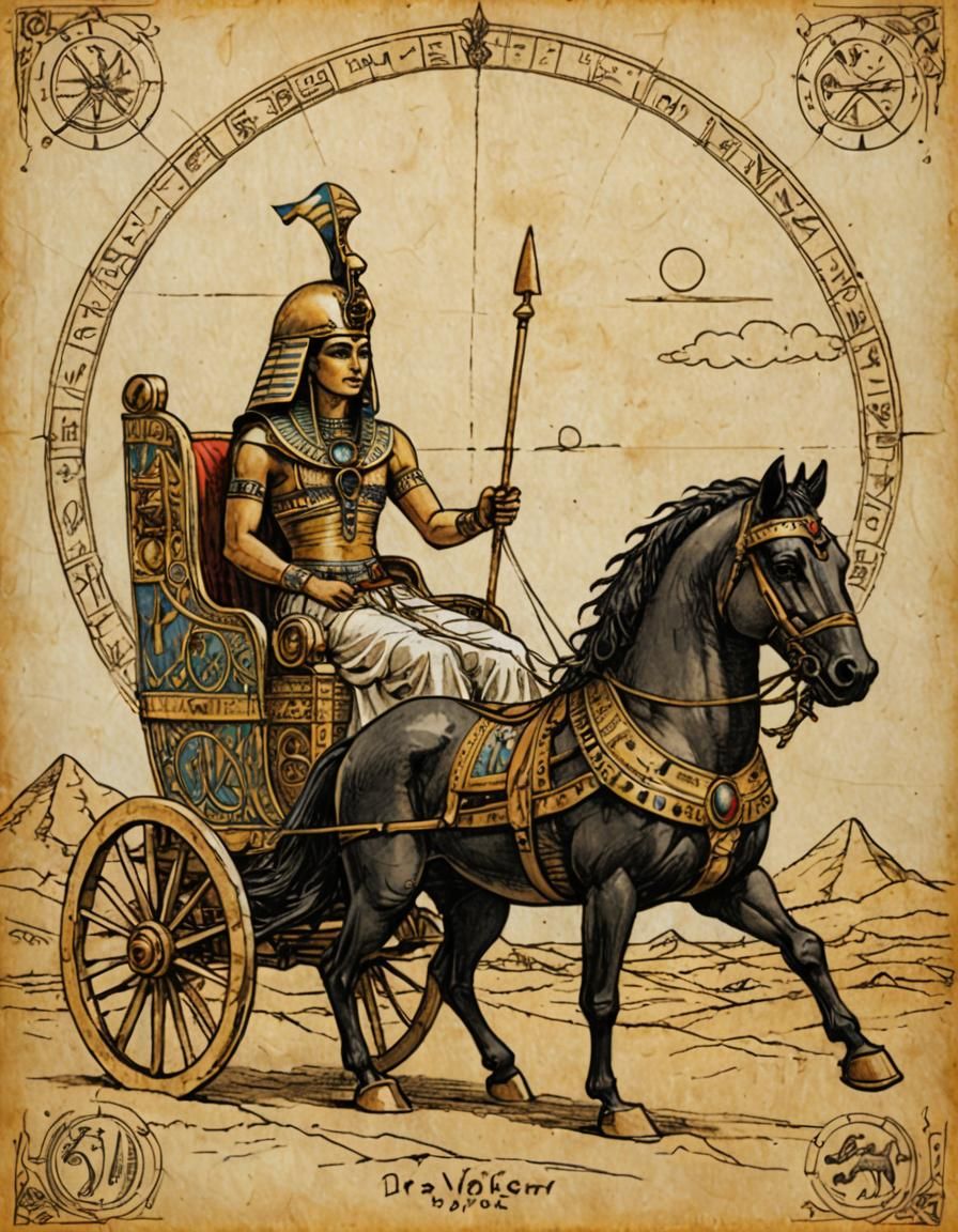 Egyptian Chariot Tarot Card in Renaissance Style