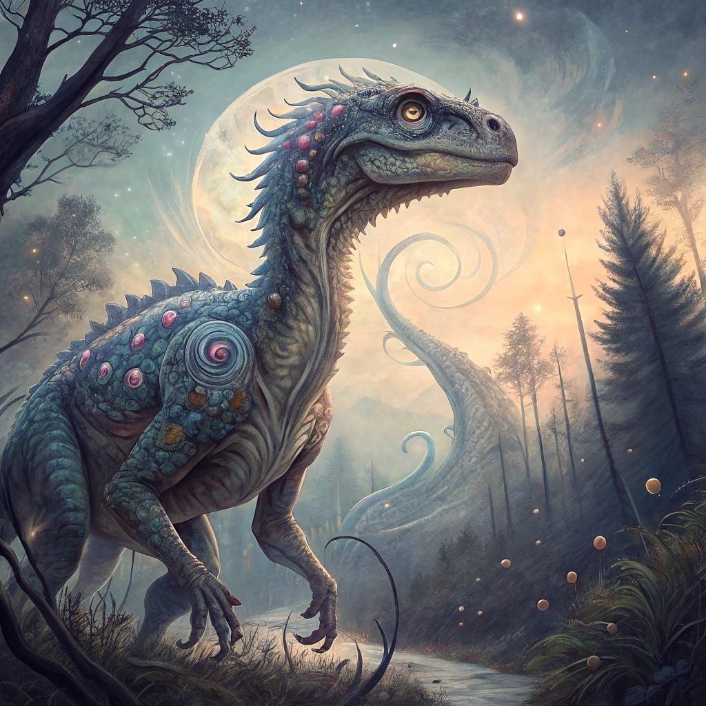 Ethereal Dream Dinosaur in Celestial Hues