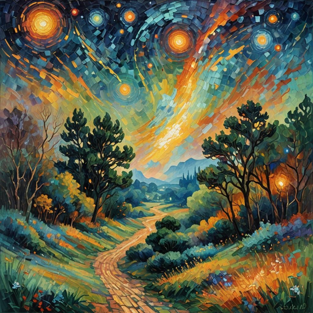 Cosmic Particles Seek Meaning: Neo-Impressionist Oil Paintin...