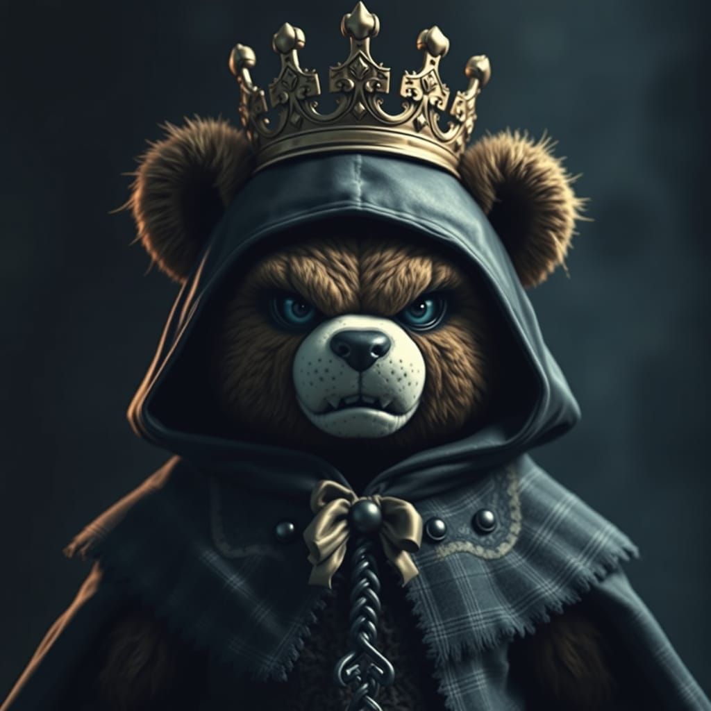 Menacing Royal Teddy Bear in Dark Gothic Style