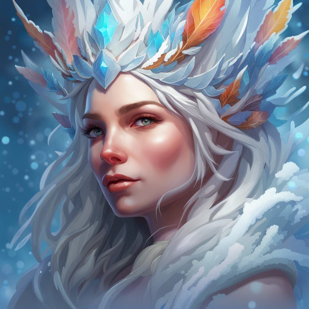 Snow Goddess Portrait in Hyperdetailed Lighting