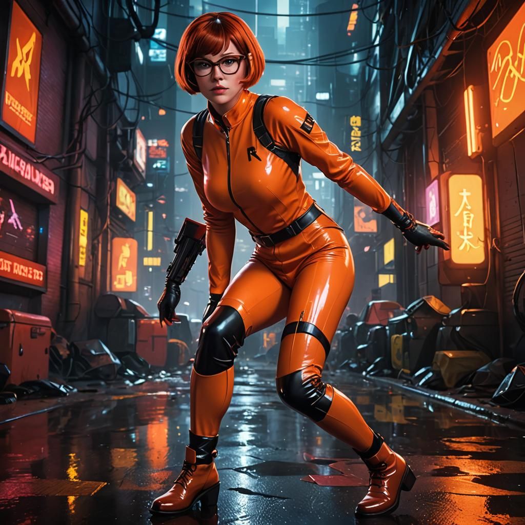 Alluring Velma Dinkley in Cyberpunk Latex Costume