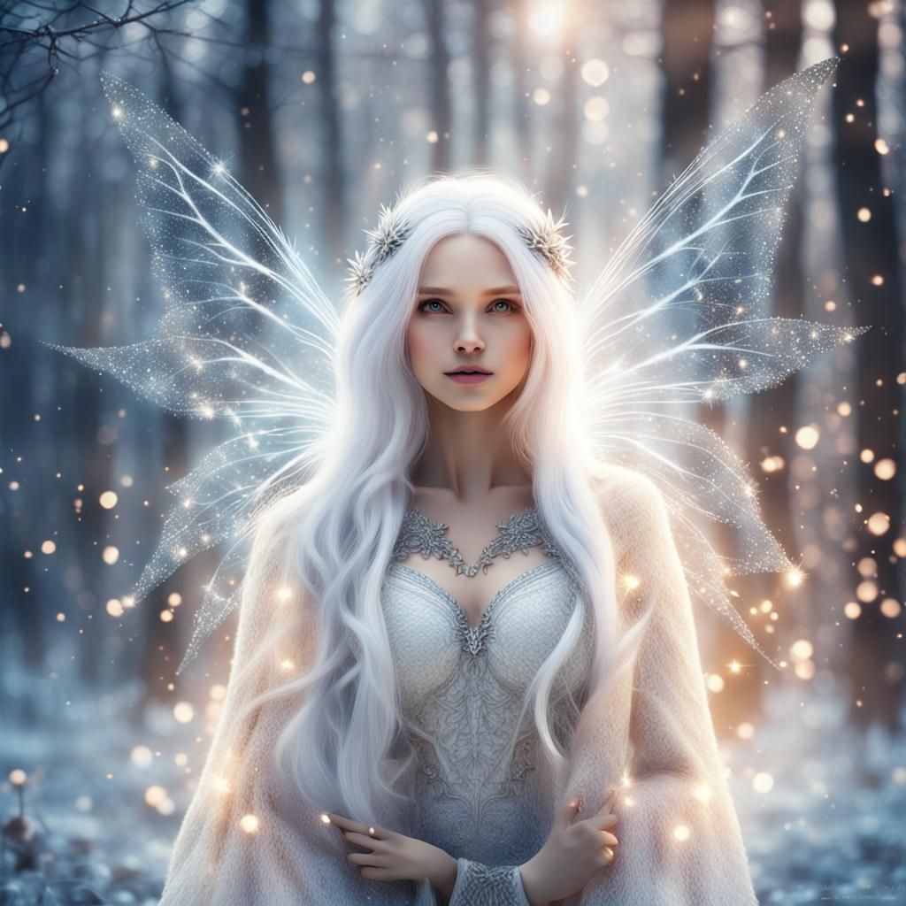 Spring Fairy in Winter Forest: Fantasy Illustration