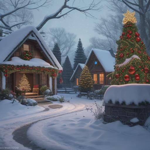 Festive Christmas Backyard in Winter Wonderland