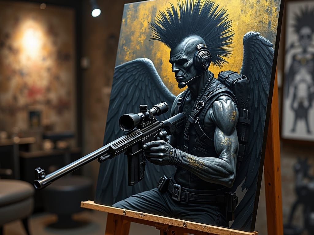 Grunge Punk Vampire Demon Slayer Unleashes Fury on Canvas