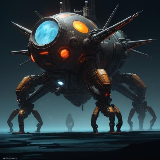Space Spider Crawling on Spaceship: Sci-Fi Concept Art