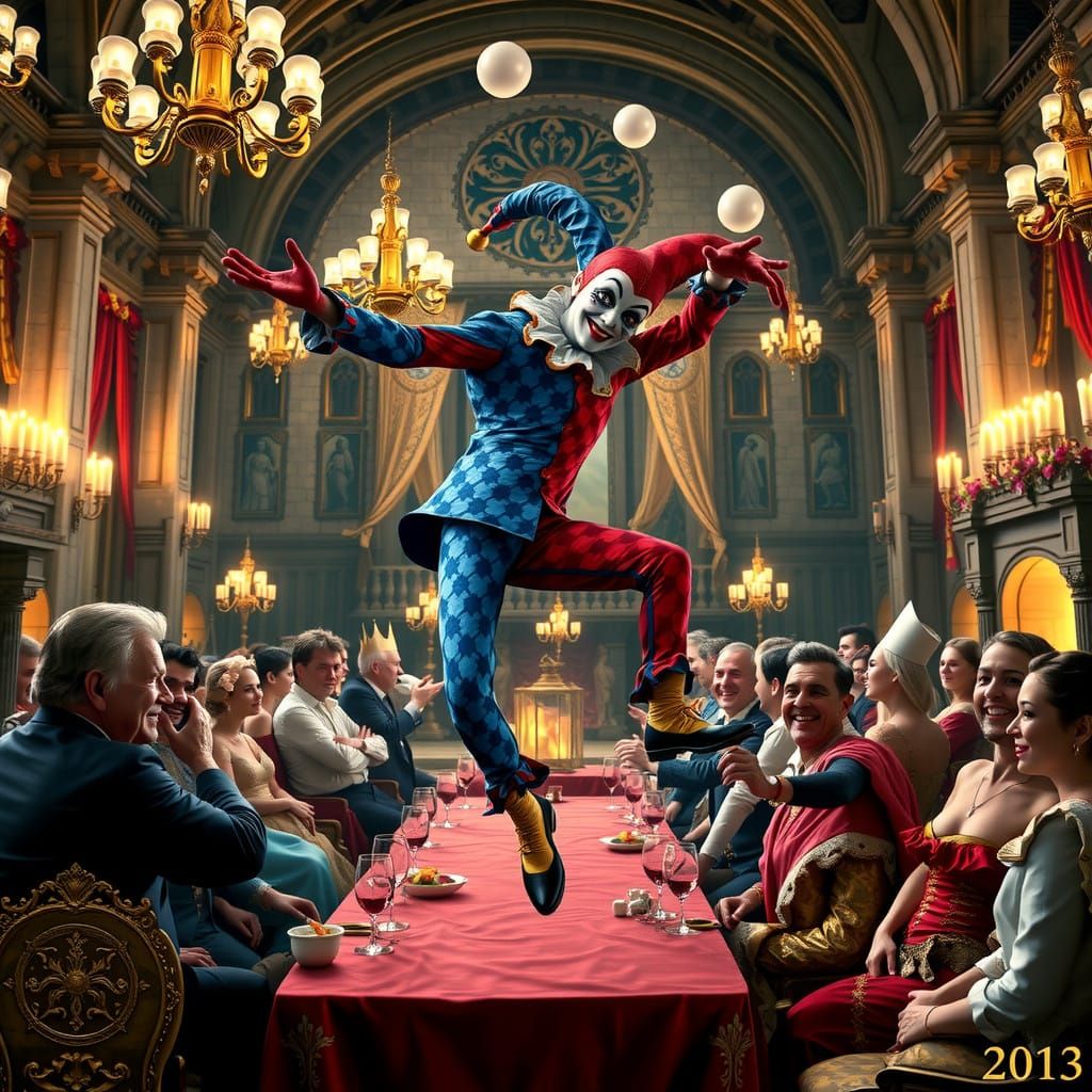 Medieval Jester's Merry Jig in Castle Banquet Hall