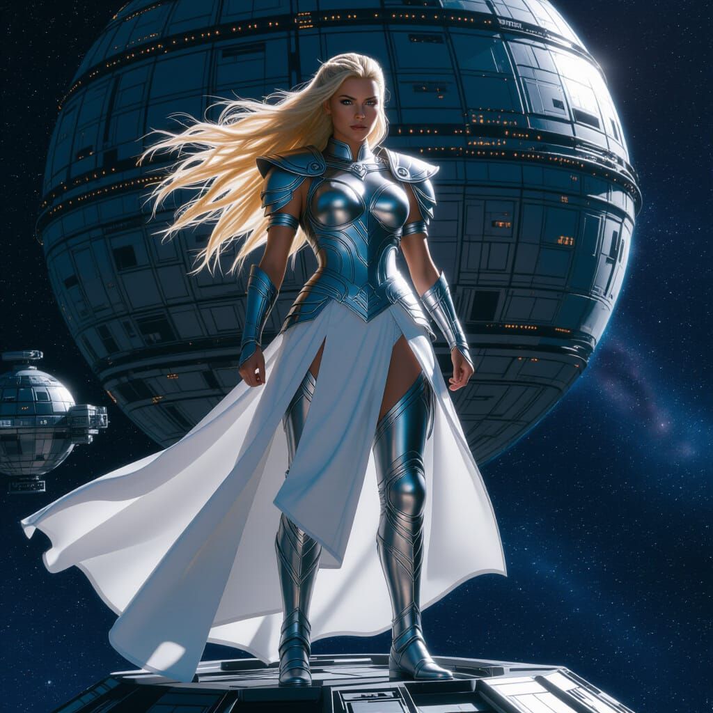 Asgardian Warrior Woman in Space Station, Digital Art