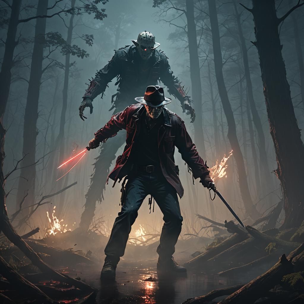 Freddy Krueger and Jason Vorhees Battle: Anime-Inspired 3D A...