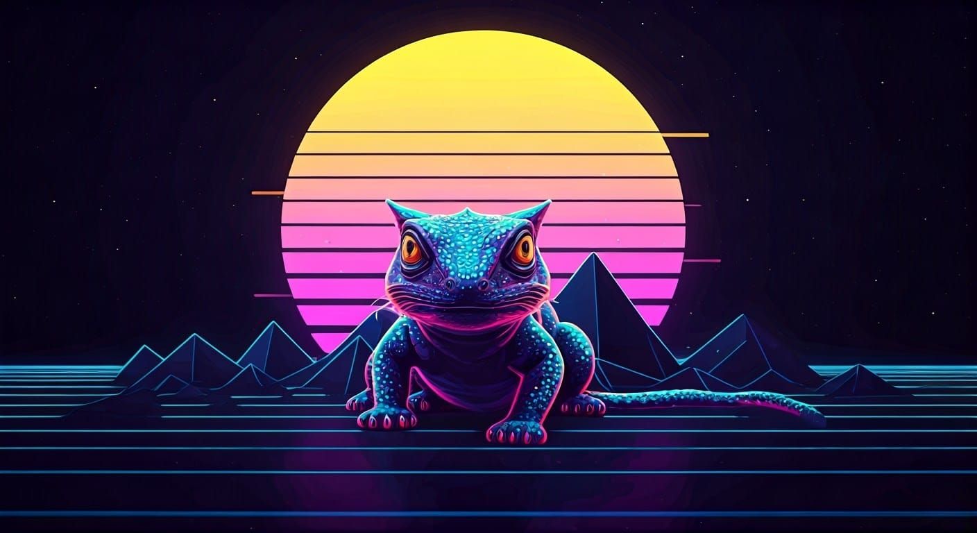 Surreal Holographic Vaporwave Scene with Glitching Khazarian...