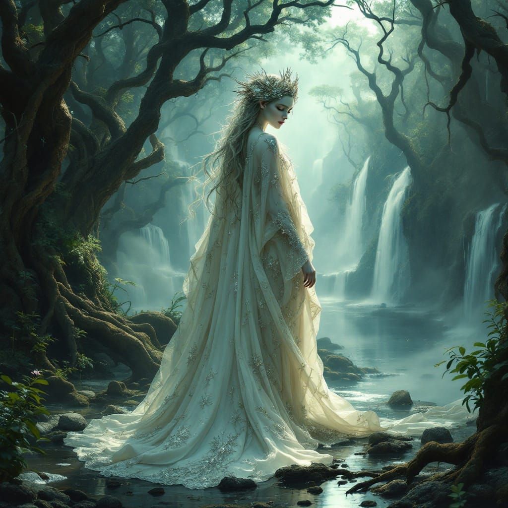 Ethereal Fairy Goddess in Dreamlike Landscape