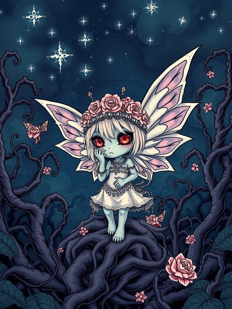 Creepy Cute Fairy-Monster Hybrid in Manga Style