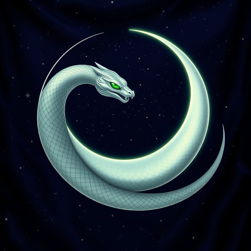 Moonlit Serpent Standard of House Elanoin in Dark Fantasy St...