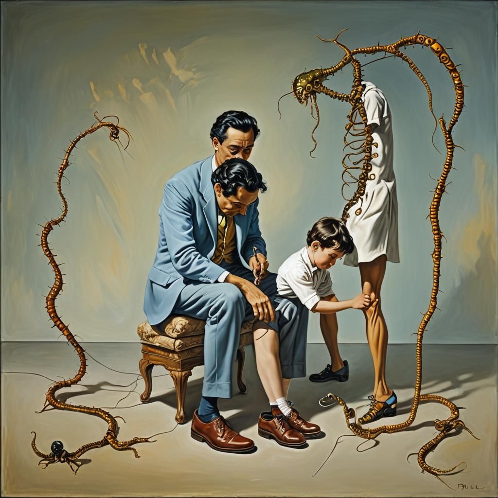 Surreal Centipede Father Teaches Son