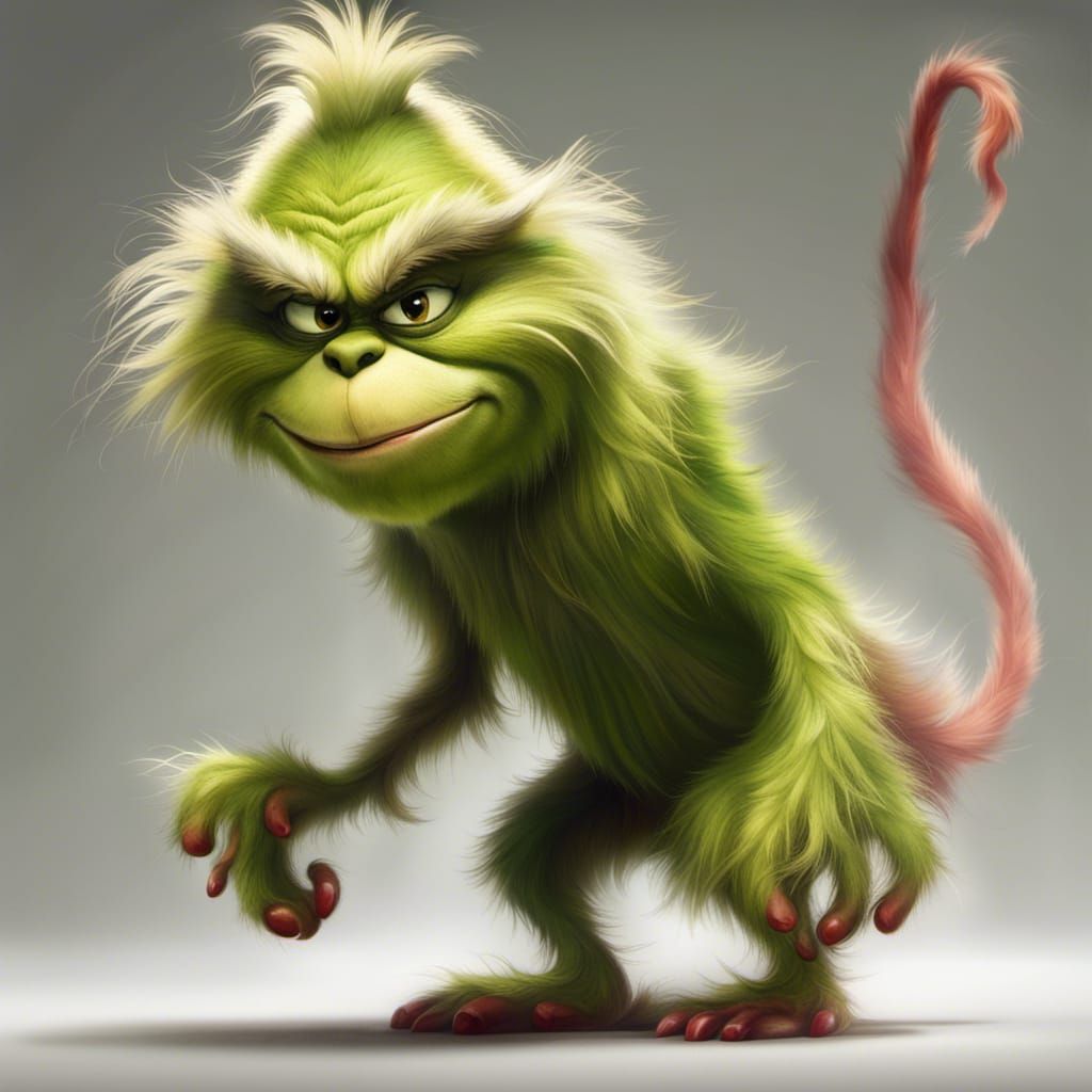 Grinch-like Furry Animal with Big Eyes