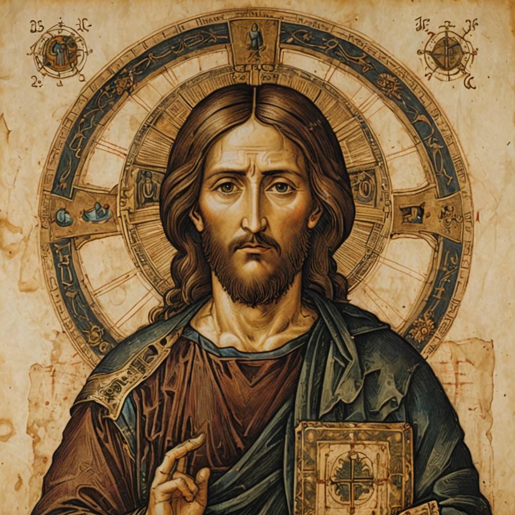 Christ Pantocrator Byzantine Icon in Renaissance Style