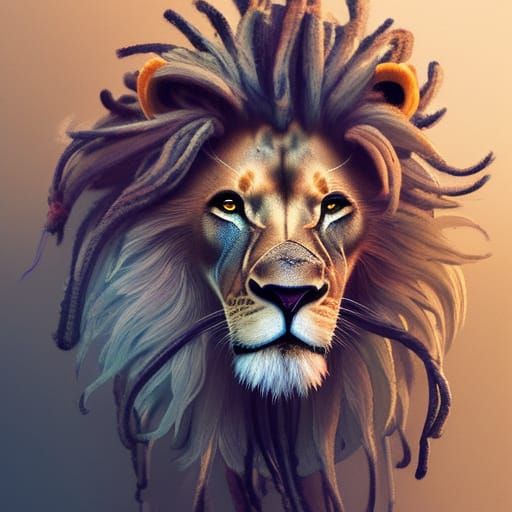 Lion with Dreadlocks: Detailed Concept Art Portrait