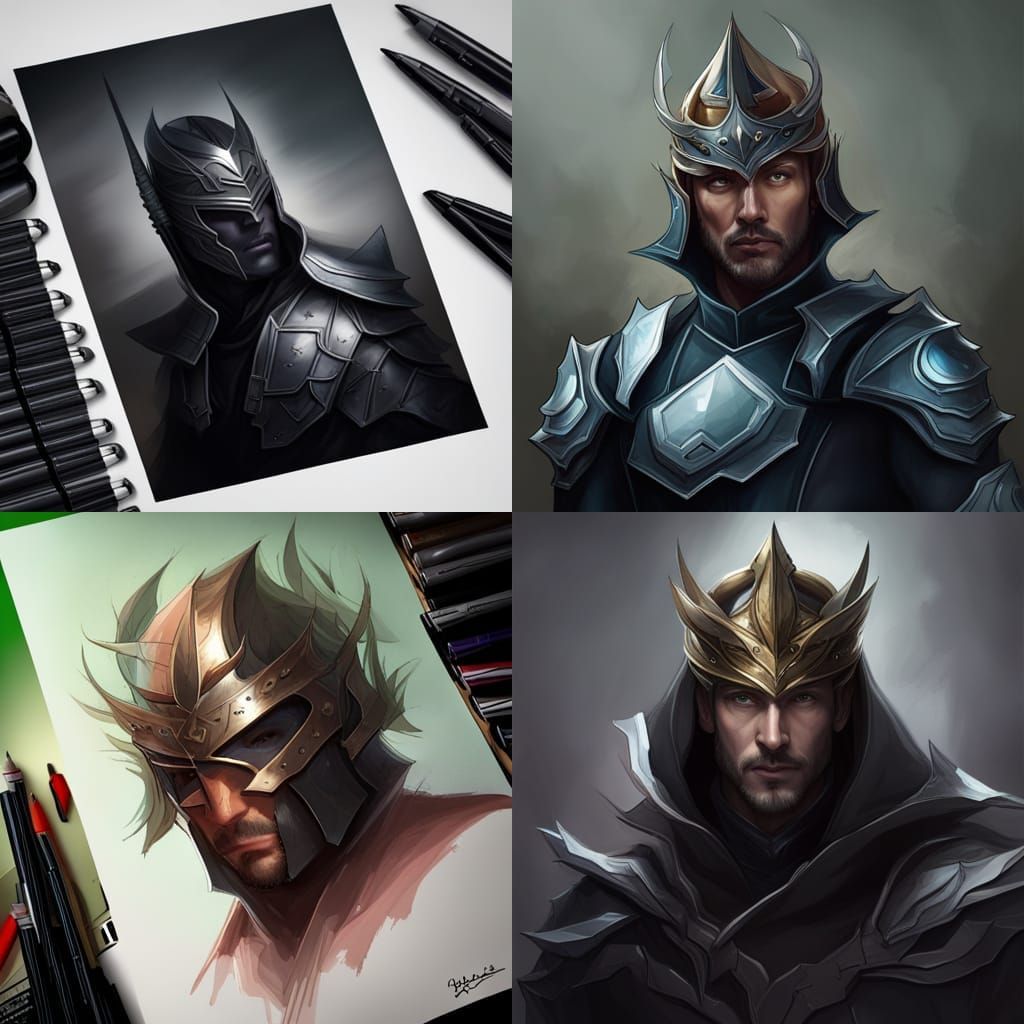 Dragon Armour Black Knight Portrait in Hyperdetailed Style