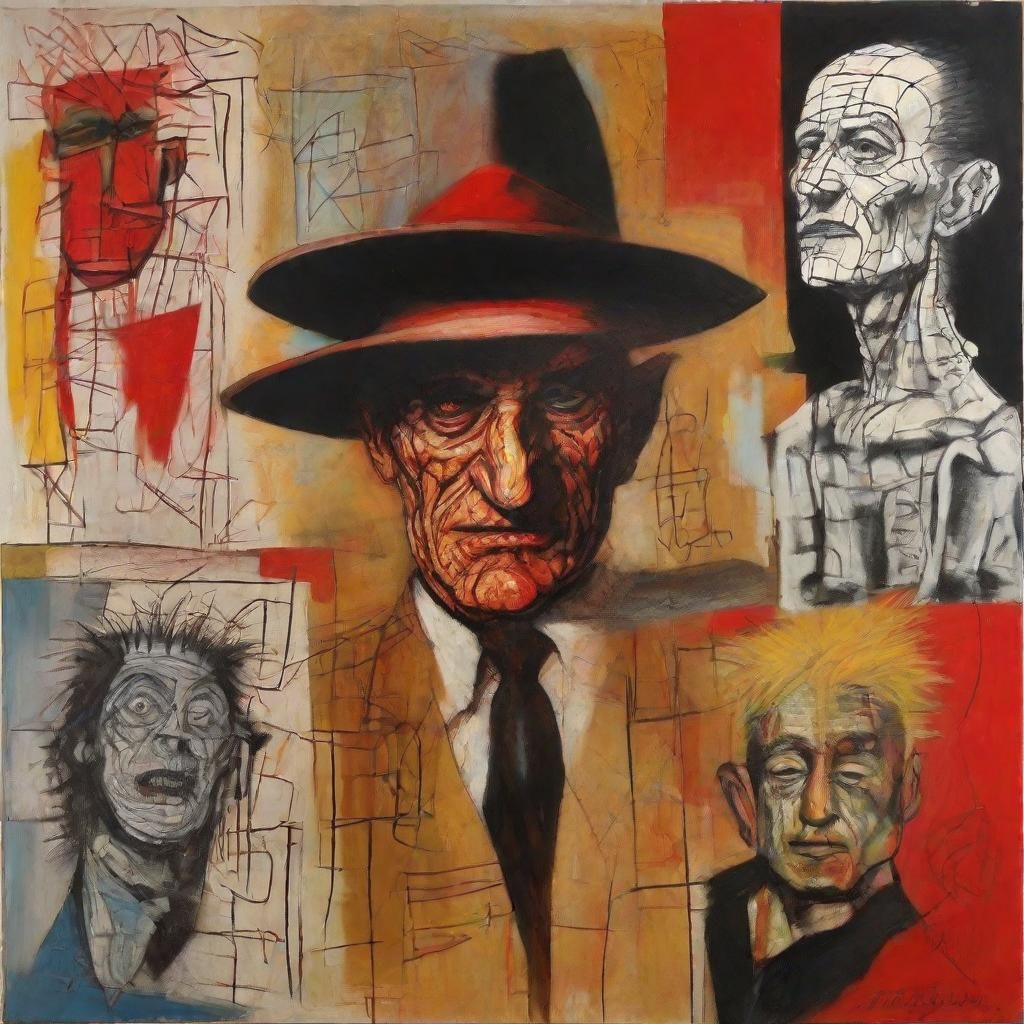 Surreal Freddy Krueger Portrait in Abstract Cubism Style