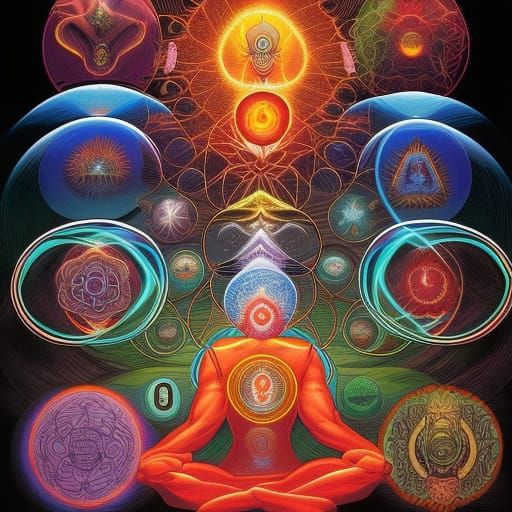 Chakra Symbols in Comic Book Style