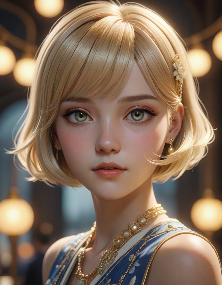Daisy Buchanan in Anime-Inspired, 1920s Glamour Style