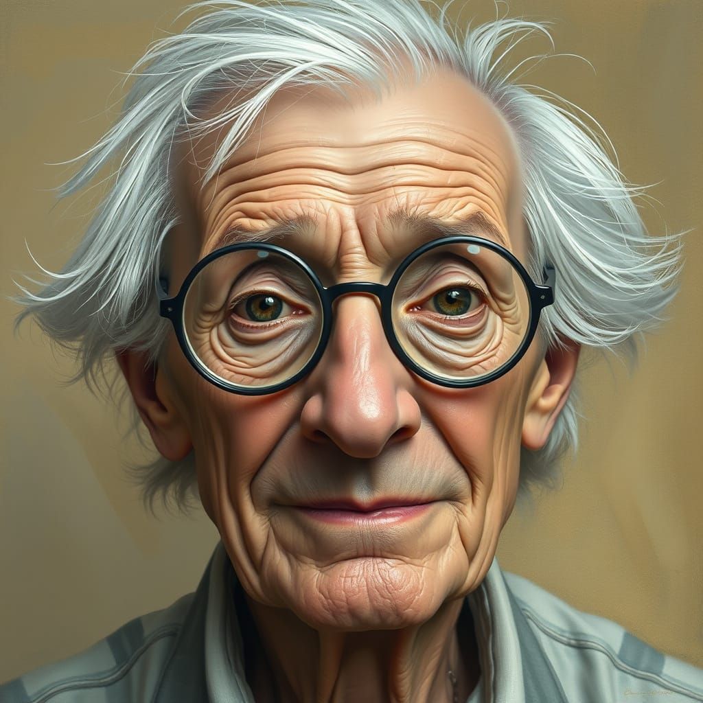 Wisdom's Gentle Soul in Oil Painting Style