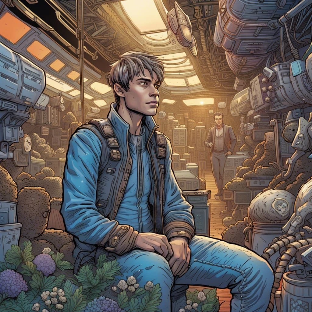 Valerian in Alien Market: Comic Book Style