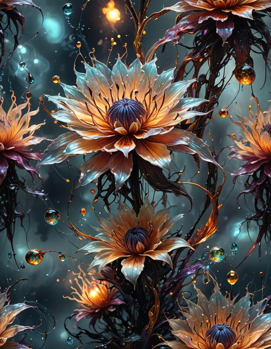 Glowing Ghostly Flame Flower: Surreal Photorealistic Art