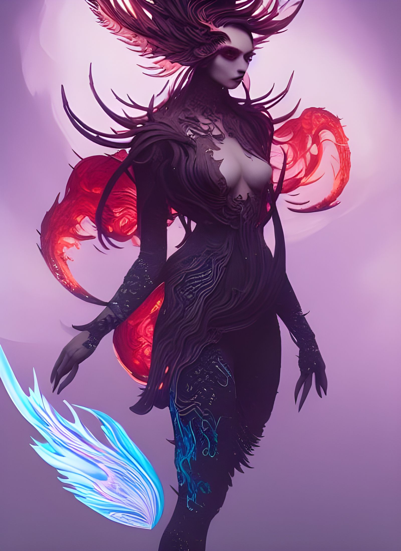 Fiery Male Figure in Acrylic Render Style