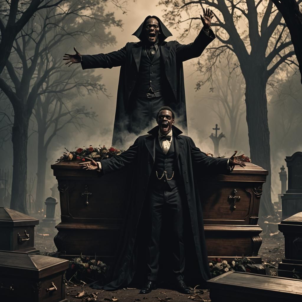 Stylized Vampire Rises from Coffin