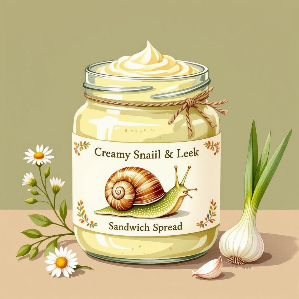 Snail and Leek Spread: Watercolor Illustration
