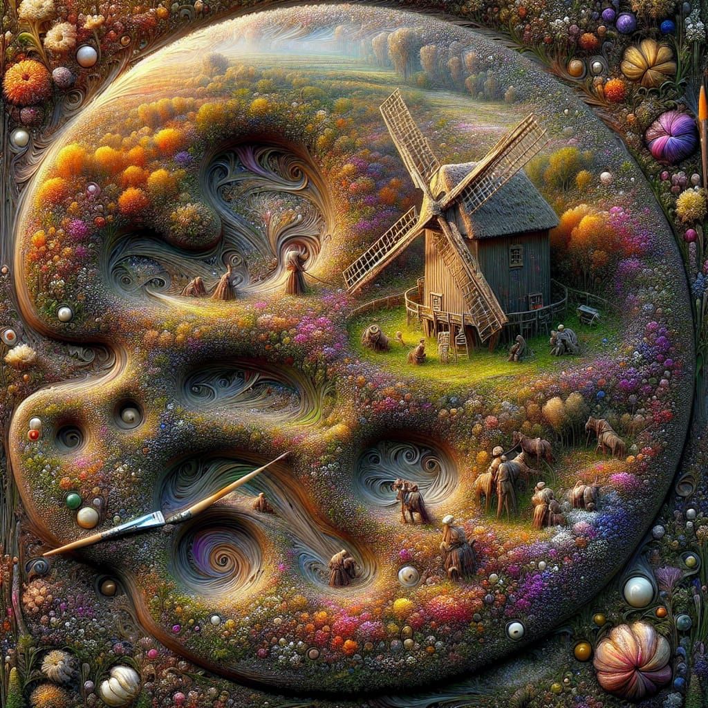 Fantasy Art: Painter's Palette with Impressionist Landscape