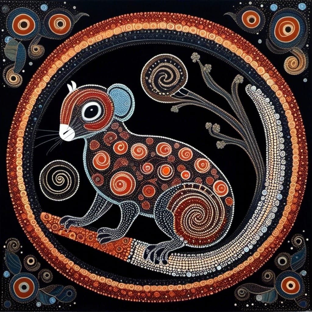 Lemur in Australian Aboriginal Dot Art Style