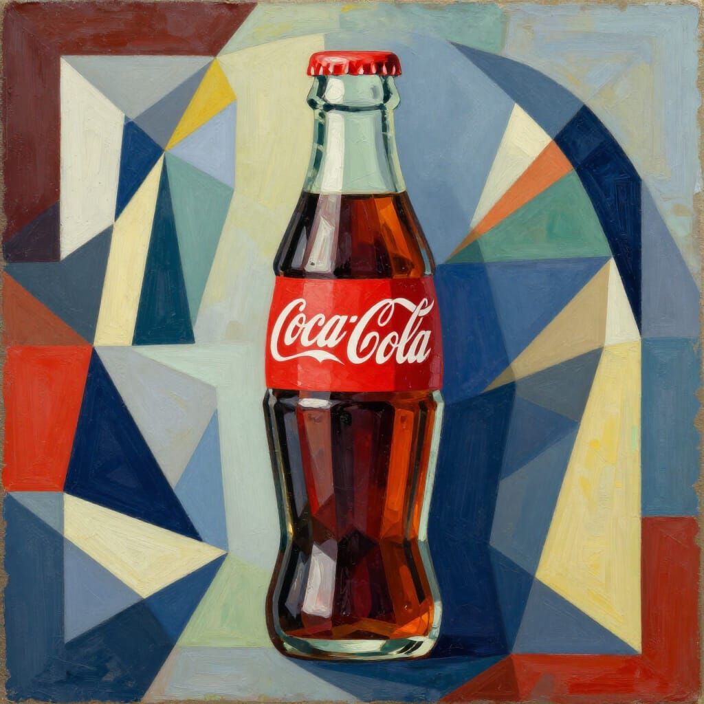 Coca Cola Cubist Painting in Art Deco Style