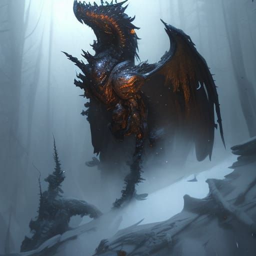 High Gothic Fire Dragon in Twisted Forest