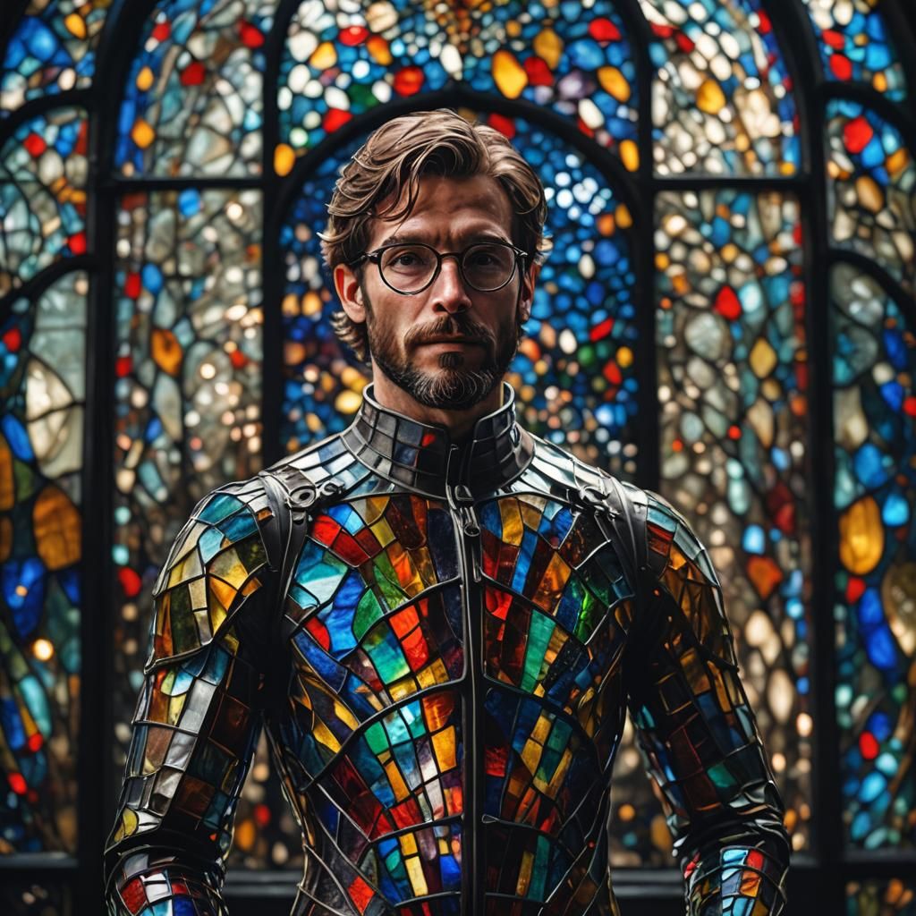 Stained Glass Person in Glass Jar