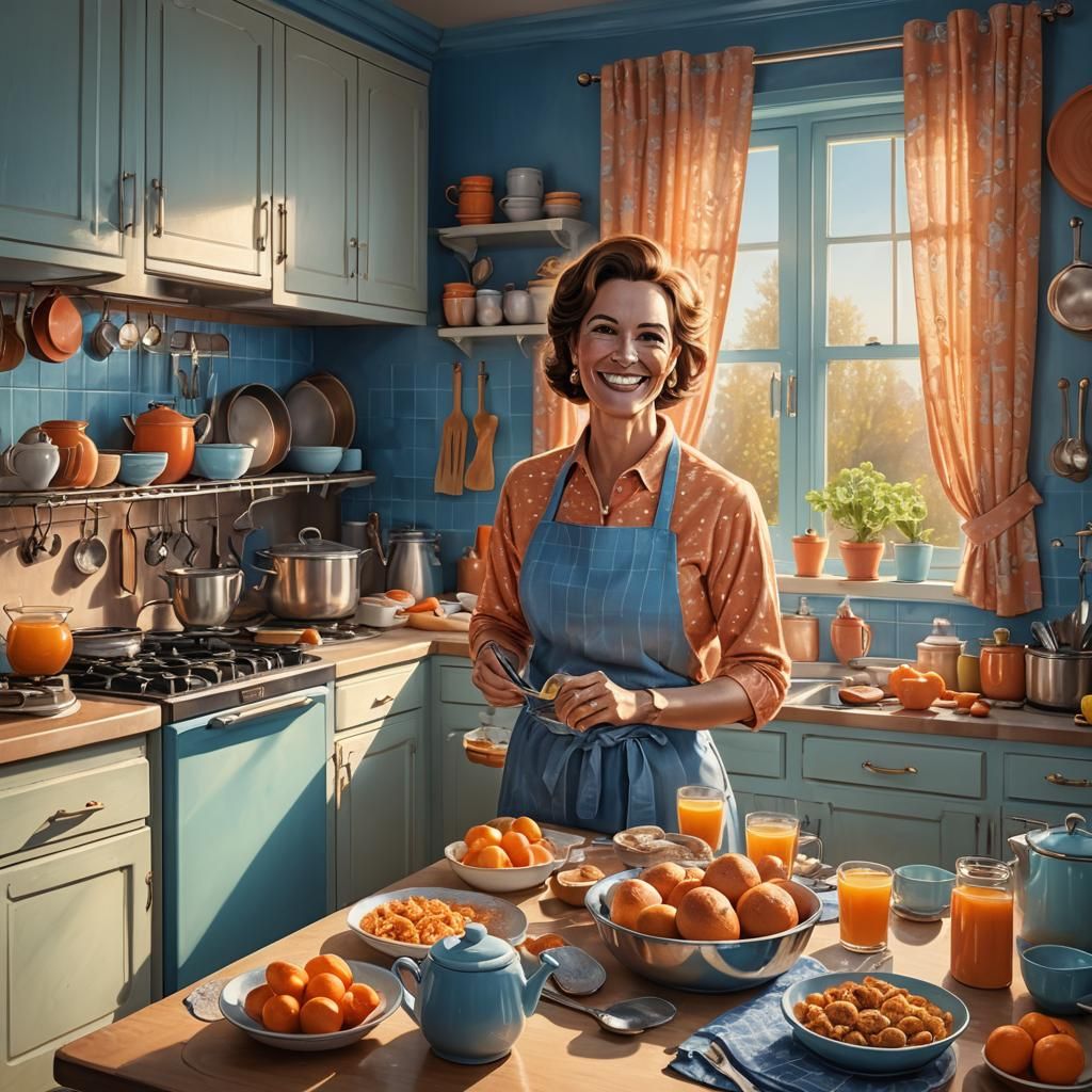 Tradwife's Cozy Kitchen: A Matte Painting in Morning Light