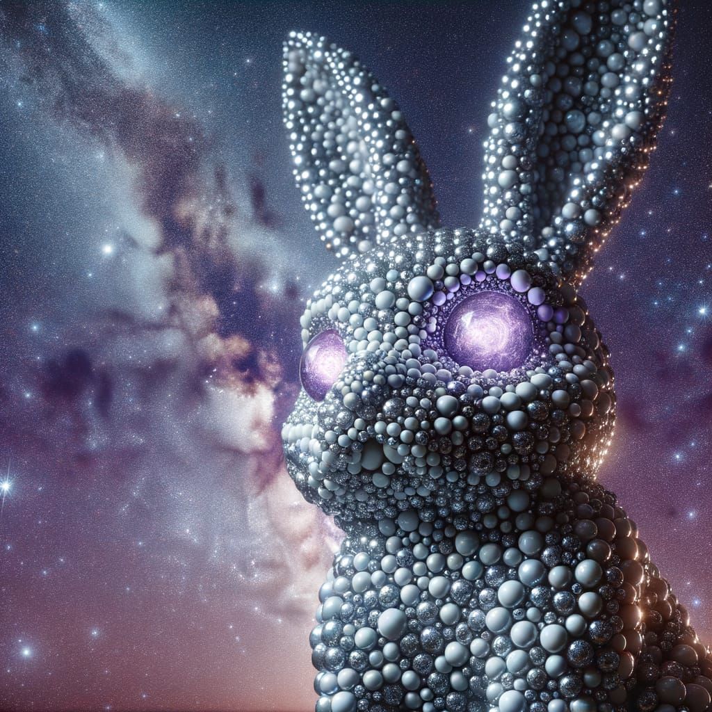 Marble Bunny Sculpture with Radiant Eyes